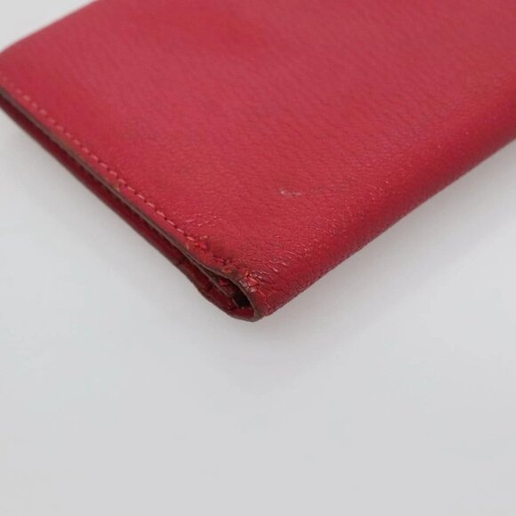 HERMES Wallet Leather Red Silver Auth 142361 - Picture 3 of 16